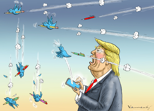 Cartoon: TRUMPTWEET (medium) by marian kamensky tagged obama,trump,präsidentenwahlen,usa,baba,vanga,republikaner,inauguration,demokraten,wikileaks,faschismus,obama,trump,präsidentenwahlen,usa,baba,vanga,republikaner,inauguration,demokraten,wikileaks,faschismus