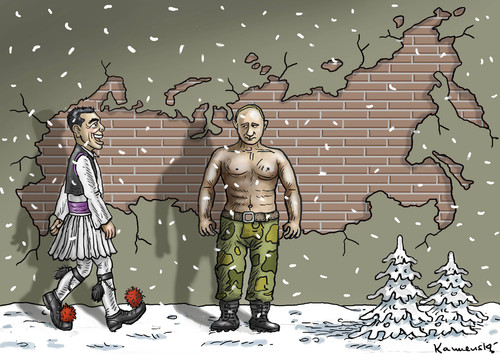 Cartoon: TSIPRAS IN MOSKAU (medium) by marian kamensky tagged alexis,tsipras,griechenland,rettungsschirm,eu,griechowestern,alexis,tsipras,griechenland,rettungsschirm,eu,griechowestern