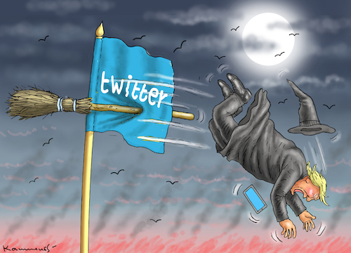 Cartoon: TWITTER STOPPT TRUMP (medium) by marian kamensky tagged coronavirus,epidemie,gesundheit,panik,stillegung,george,floyd,twittertrump,pandemie,coronavirus,epidemie,gesundheit,panik,stillegung,george,floyd,twittertrump,pandemie