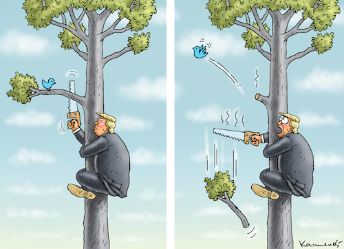 Cartoon: TWITTERJÄGER TRUMP (medium) by marian kamensky tagged coronavirus,epidemie,gesundheit,panik,stillegung,twittertrump,pandemie,coronavirus,epidemie,gesundheit,panik,stillegung,twittertrump,pandemie