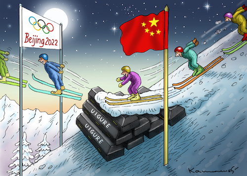 Cartoon: UIGURISCHE WINTERSPIELE 2022 (medium) by marian kamensky tagged uigurische,winterspiele,2022,uigurische,winterspiele,2022