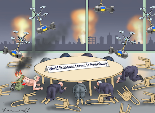Cartoon: UKRAINE ATTACKIERT PUTIN (medium) by marian kamensky tagged ukraine,attackiert,putin,ukraine,attackiert,putin
