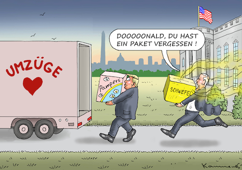 Cartoon: UMZUG (medium) by marian kamensky tagged us,wahlen,joe,biden,trump,corona,kapitol,putsch,bob,woodward,harris,pence,us,wahlen,joe,biden,trump,corona,kapitol,putsch,bob,woodward,harris,pence