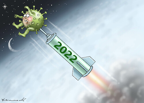 Cartoon: UND TSCHÜß CORONA 2022! (medium) by marian kamensky tagged curevac,testzentren,corona,impfung,pandemie,booster,omikron,impfpflicht,curevac,testzentren,corona,impfung,pandemie,booster,omikron,impfpflicht