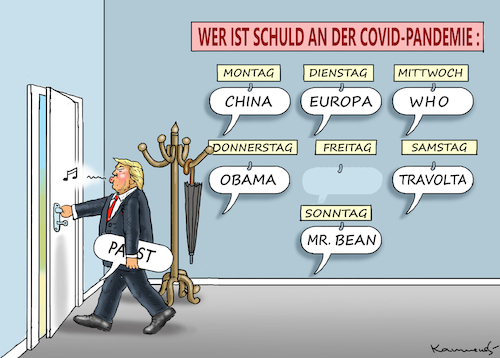 Cartoon: UNSCHULDSLÄMMCHEN TRUMPELCHEN (medium) by marian kamensky tagged coronavirus,epidemie,gesundheit,panik,stillegung,trump,pandemie,coronavirus,epidemie,gesundheit,panik,stillegung,trump,pandemie