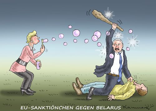 Cartoon: USCHI GREIFT HART DURCH (medium) by marian kamensky tagged belarus,lukaschenko,diktatur,putin,belarus,lukaschenko,diktatur,putin