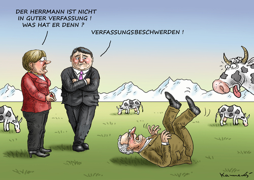 Cartoon: VERFASSUNGSKLAGE (medium) by marian kamensky tagged eu,verfassungsklage,flüchtlinge,asyl,politik,willkommenskultur,terrorismus,heidenau,horst,seehofer,bayern,eu,verfassungsklage,flüchtlinge,asyl,politik,willkommenskultur,terrorismus,heidenau,horst,seehofer,bayern