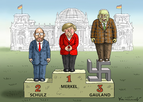 Cartoon: WAHLAUSGANG 1 (medium) by marian kamensky tagged merkel,versus,schulz,wahlkampf,2017,tv,duell,spd,cdu,gauland,afd,merkel,versus,schulz,wahlkampf,2017,tv,duell,spd,cdu,gauland,afd