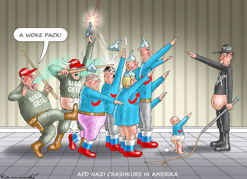 Cartoon: WARUM AFD-DELEGATION IN AMERIKA (medium) by marian kamensky tagged warum,afd,delegation,musk,amerika,reist,warum,afd,delegation,musk,amerika,reist