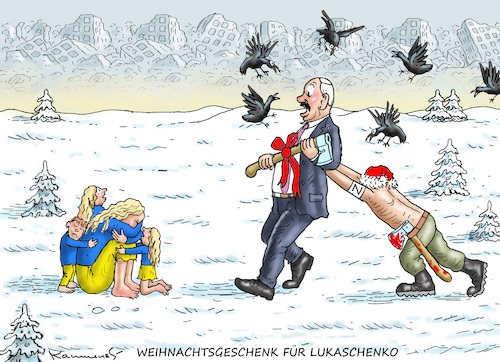 Cartoon: WEIHNACHTSGESCHENK FÜR LUKASCHEN (medium) by marian kamensky tagged faschistischer,weihnachtsterror,putin,ukraine,energieterror,faschistischer,weihnachtsterror,putin,ukraine,energieterror