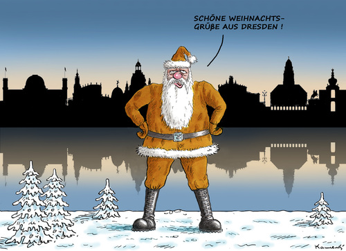 Cartoon: WEIHNACHTSGRÜSSE AUS DRESDEN (medium) by marian kamensky tagged weihnachtsgrüsse,aus,dresden,pegida,santa,klaus,weihnachtsgrüsse,aus,dresden,pegida,santa,klaus