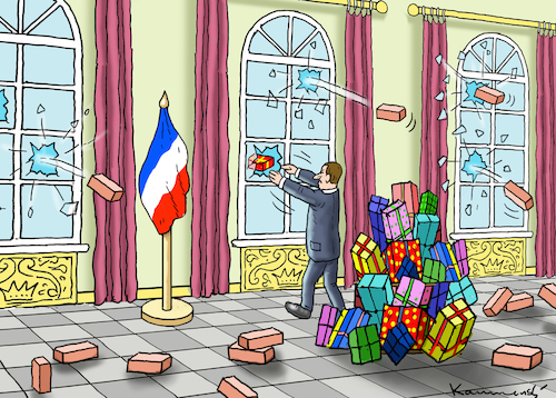 Cartoon: WEIHNACHTSMANN MACRON (medium) by marian kamensky tagged macron,gibt,nach,gelbwesten,paris,proteste,macron,gibt,nach,gelbwesten,paris,proteste