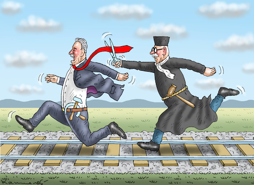 Cartoon: WESELSKY RENNT VOR DEM GESETZ (medium) by marian kamensky tagged bauern,fahren,nach,berlin,bahnstreik,weselsky,bauern,fahren,nach,berlin,bahnstreik,weselsky