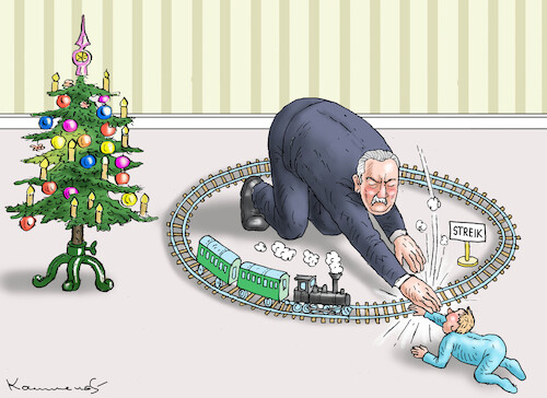 Cartoon: WESELSKYS WEIHNACHTEN (medium) by marian kamensky tagged weselsky,weihnachten,gdl,streik,weselsky,weihnachten,gdl,streik