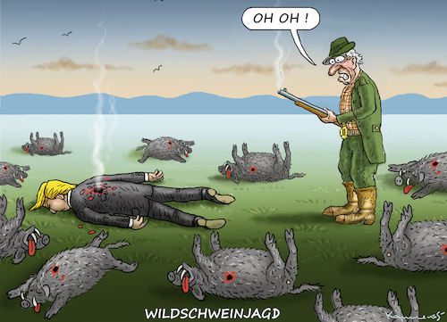 Cartoon: WILDSCHWEINJAGT (medium) by marian kamensky tagged obama,trump,präsidentenwahlen,usa,baba,vanga,republikaner,inauguration,demokraten,us,steuer,reform,weihnachten,fire,and,fury,steve,bannon,wikileaks,faschismus,obama,trump,präsidentenwahlen,usa,baba,vanga,republikaner,inauguration,demokraten,us,steuer,reform,weihnachten,fire,and,fury,steve,bannon,wikileaks,faschismus