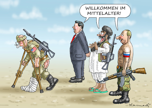 Cartoon: WILLKOMMEN IM MITTELALTER! (medium) by marian kamensky tagged vormarsch,evakuation,der,taliban,xi,jinping,in,kabul,vormarsch,evakuation,der,taliban,xi,jinping,in,kabul