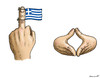 Cartoon: GRIECHENFINGER (small) by marian kamensky tagged alexis,tsipras,griechenland,rettungsschirm,janis,varoufakis,schuldenschnitt,eu,stinkefinger,griechowestern