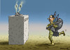 Cartoon: Obama vs IS (small) by marian kamensky tagged irak,bagdad,iran,obama,bürgerkrieg,issis,islamisten,terrorismus