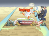 Cartoon: REFLECTING POOL WAR (small) by marian kamensky tagged strasse,von,hormus,wieder,gesperrt,no,pershings,for,merz,tomahawks
