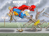 Cartoon: SUPERMAN TRUMP (small) by marian kamensky tagged tv,duell,harris,vs,trump,abc,börse,nach,dem,superman,springfield,ohio