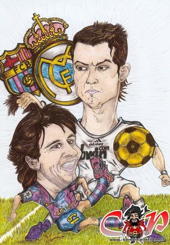Cartoon: Messi versus CR7 (medium) by corabiapiratilorgmailcom tagged piratilor,corabia,portrete,desene,caricaturi