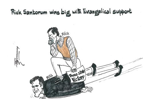 Cartoon: Rick Santorum wins (medium) by Thommy tagged rick,santorum,gop