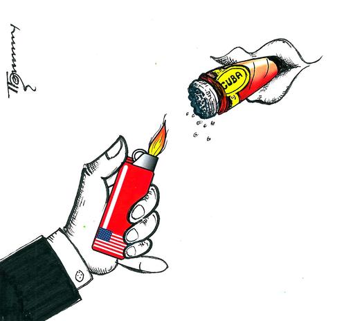 Cartoon: US Cuba Relations (medium) by Thommy tagged us,cuba,relations