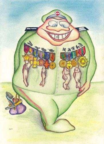 Cartoon: Soldier (medium) by Krzyskow tagged cartoon,nature,character,comic,designfrau,girl,illustration,line,love,man,mann,music,politics,sport,tiere