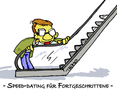 Cartoon: Speed-Dating (medium) by Tiemo tagged versadates,liebe,küssen,rolltreppe
