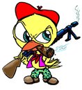 Cartoon: Bad chick (small) by kidcardona tagged chicken,chick,gun,cigar,bad,attuide,cartoon