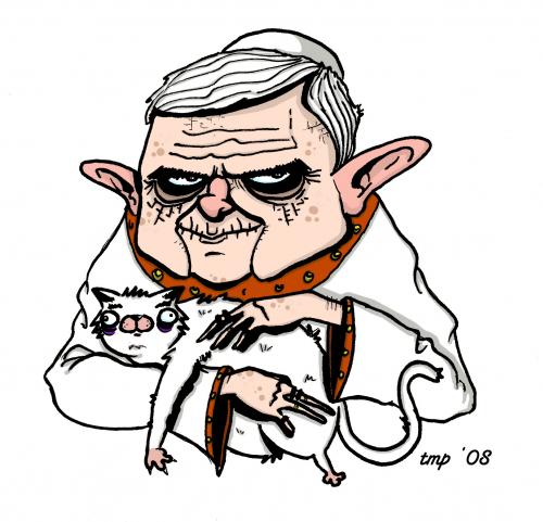 Cartoon: ernst stavro ratzinger (medium) by buddybradley tagged pope,church,ratzinger,james,bond,007,ernst,stavro,colour,cat,evil