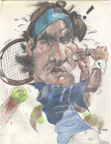 Cartoon: Roger Federer (medium) by RoyCaricaturas tagged famous,sports,tennis,federer,roger