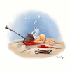 Cartoon: Bye Bye Cupidon (small) by Mikl tagged mikl,michael,olivier,miklart,art,illustration,painting,cupidon,angel,hammer,kill