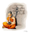 Cartoon: Free Tibet (small) by Mikl tagged mikl michael olivier miklart illustration art tibet monk prisoner