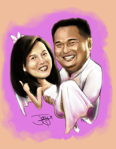 Cartoon: couple rush (medium) by juwecurfew tagged couple,caricature