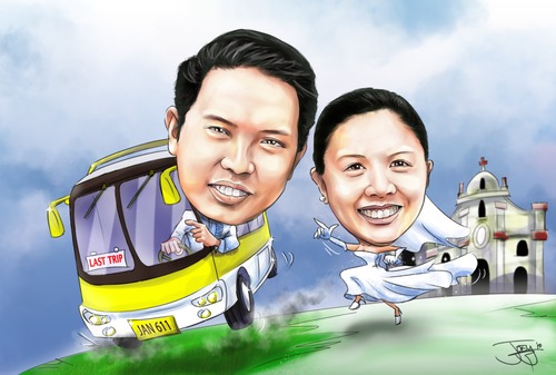 Cartoon: couple wedding (medium) by juwecurfew tagged wedding,couple,caricature