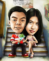 Cartoon: couple caricature 5 (small) by juwecurfew tagged couple,on,stairway