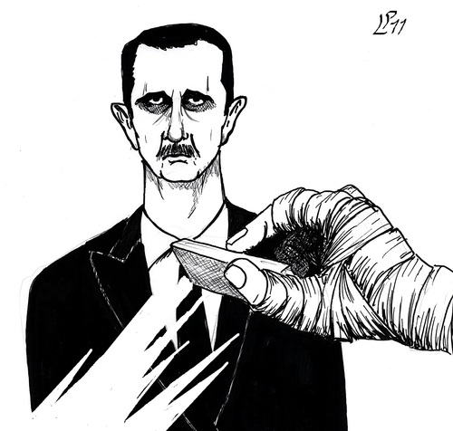 Cartoon: Ali Ferzat Cartoon (medium) by paolo lombardi tagged syria,assad,revolution,satire,freedom