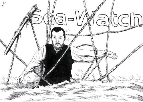Cartoon: Captain Achab (medium) by paolo lombardi tagged italy,refugees