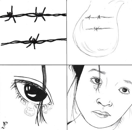 Cartoon: Crying at the border (medium) by paolo lombardi tagged refugees