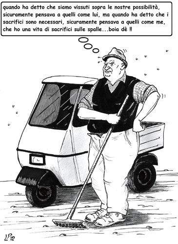 Cartoon: Discorsi di fine e inizio anno (medium) by paolo lombardi tagged italy,economy,politics,satire,worker