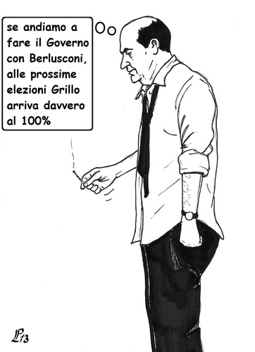 Cartoon: Dubbi e Certezze (medium) by paolo lombardi tagged italy,bersani,berlusconi,grillo