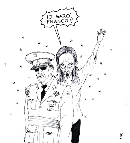 Cartoon: Giorgia Meloni in Spain (medium) by paolo lombardi tagged meloni,italy,spain,europe,fascism