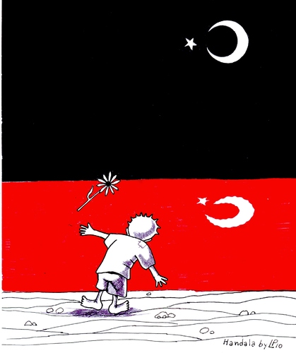 Cartoon: Handala Tribute (medium) by paolo lombardi tagged turkey,palestine,israel,war,gaza,peace