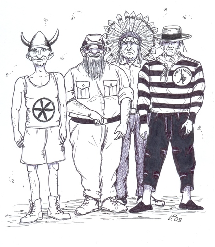 Cartoon: Italians Village People (medium) by paolo lombardi tagged italy,racism,politics,satire,berlusconi