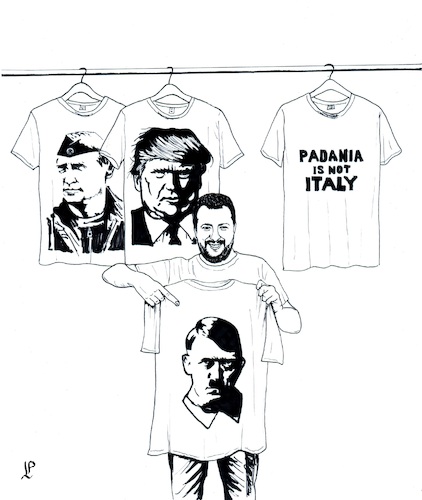 Cartoon: Italy First (medium) by paolo lombardi tagged salvini,lega,fascism,italy,usa,russia,ukraine,war,peace