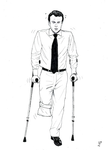 Cartoon: Macron cripple (medium) by paolo lombardi tagged macron,france,elections