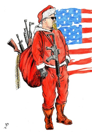 Cartoon: Santa Claus in USA (medium) by paolo lombardi tagged santa,claus,usa,army,republican,right