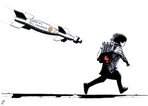 Cartoon: Smart bomb (medium) by paolo lombardi tagged gaza,israel,palestine,hamas,war,peace,children