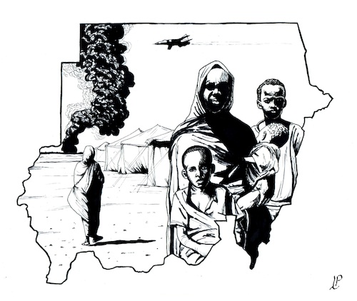 Cartoon: Sudan (medium) by paolo lombardi tagged sudan,refugees,war